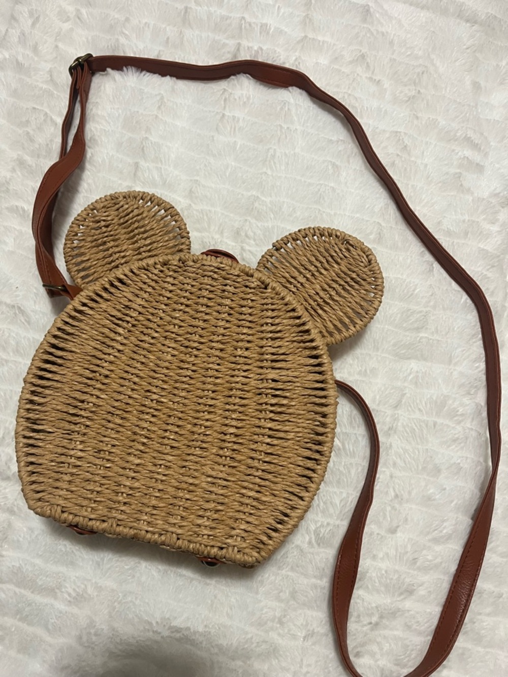 NWOT Woven Straw Mickey Crossbody Bag